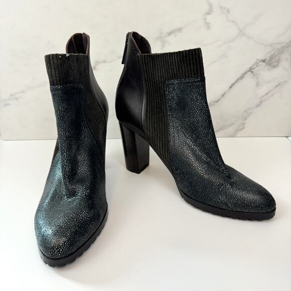 Donald J Pliner Womens Hudson Heeled Boot Size 9.5 Leather Mixed Media Brown - Picture 1 of 11